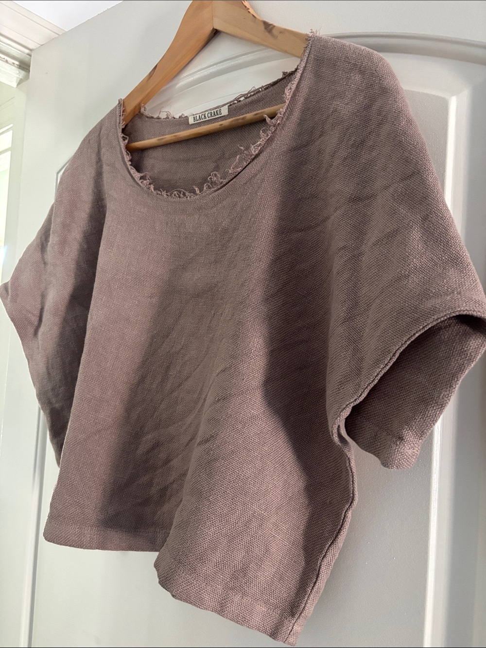 Boxy Crop Tee in Mushroom- Black Crane - Picture 3 of 5